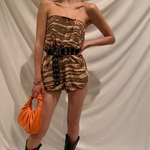 Tie dye strapless romper